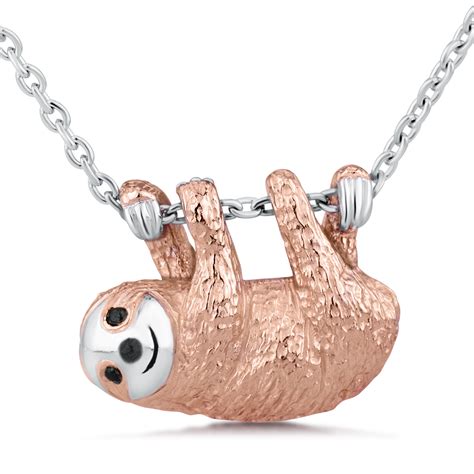 rose gold sloth necklace